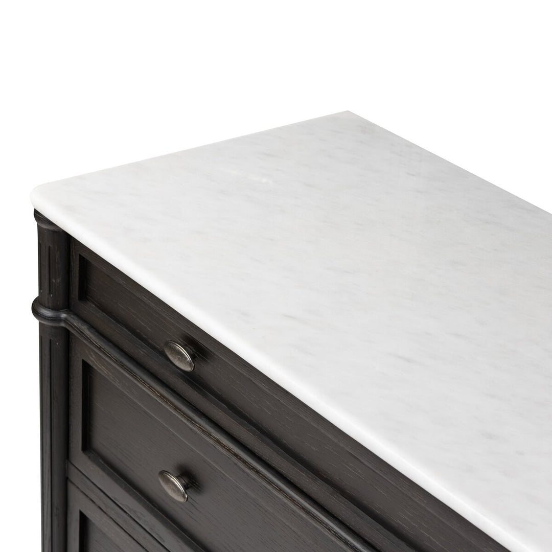 Marseille Chest - Distressed Black Oak W/ Polished White