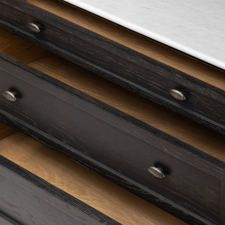 Marseille Chest - Distressed Black Oak W/ Polished White