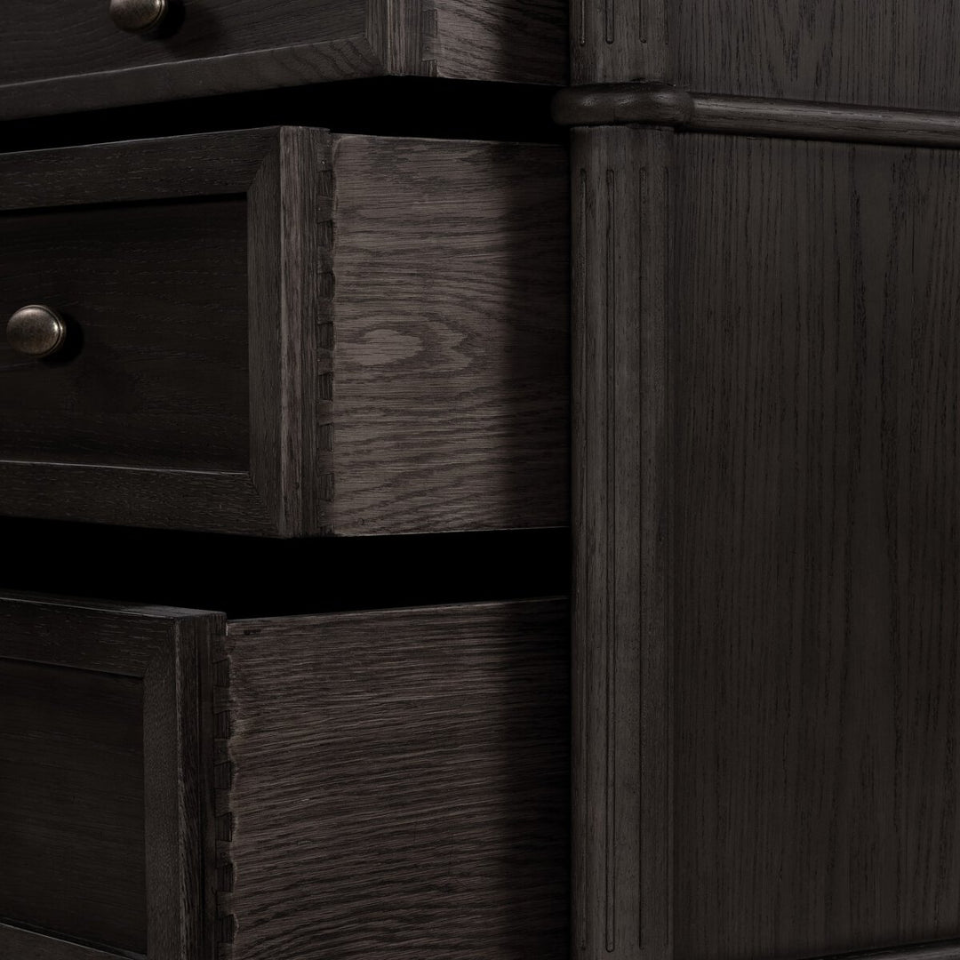 Marseille Chest - Distressed Black Oak W/ Polished White