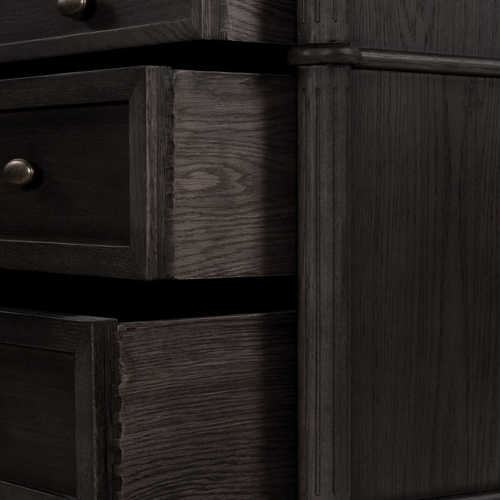 Marseille Chest - Distressed Black Oak W/ Polished White