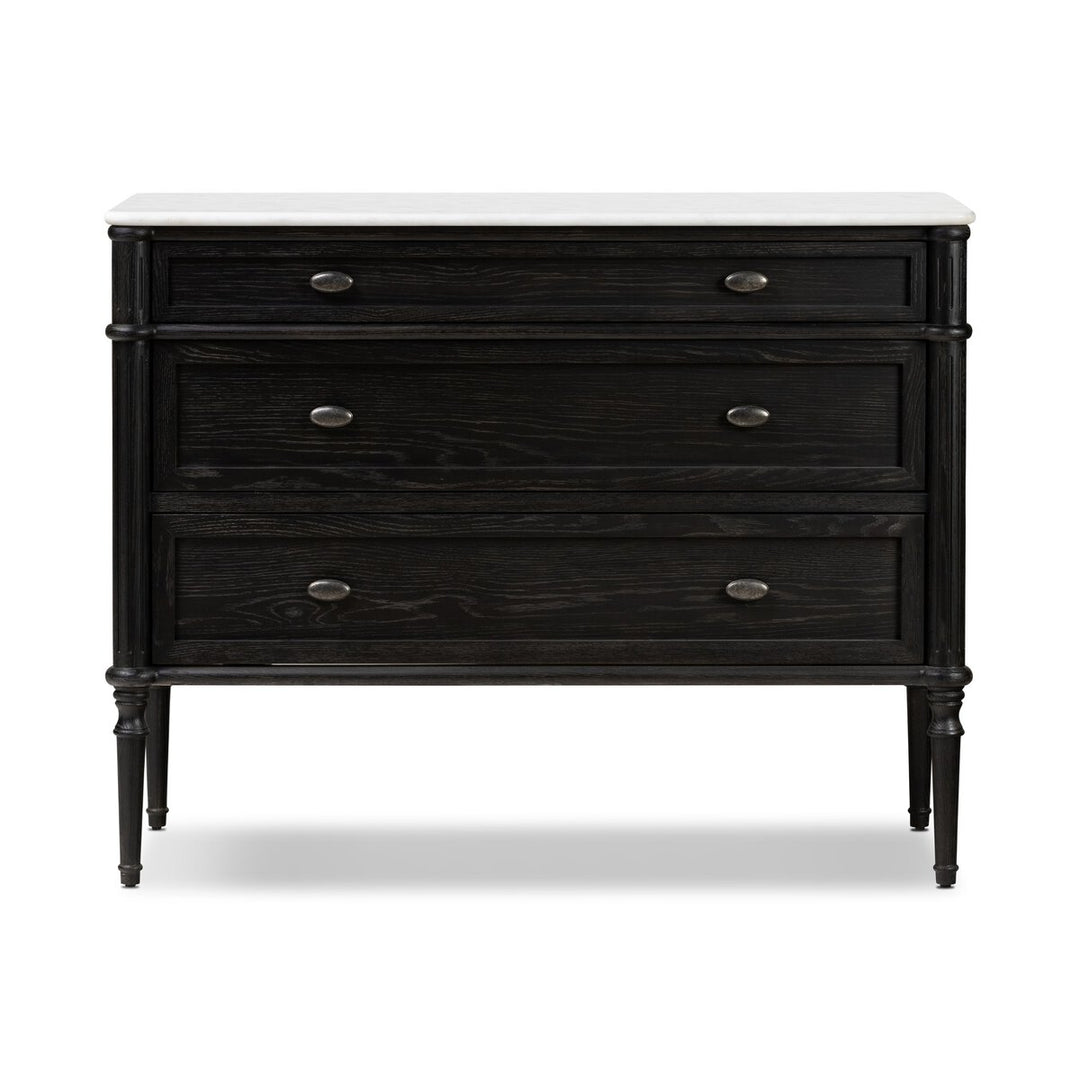 Marseille Chest - Distressed Black Oak W/ Polished White