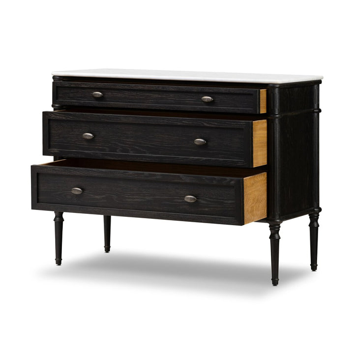 Marseille Chest - Distressed Black Oak W/ Polished White