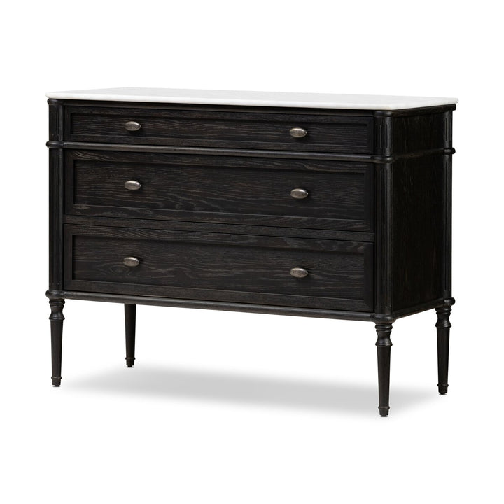 Marseille Chest - Distressed Black Oak W/ Polished White