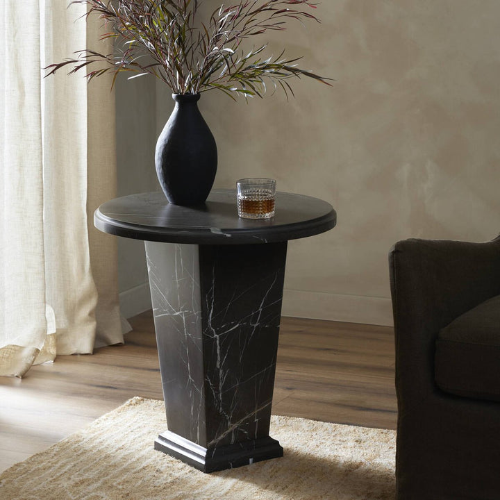 Ezra End Table - Grey Italian Marble