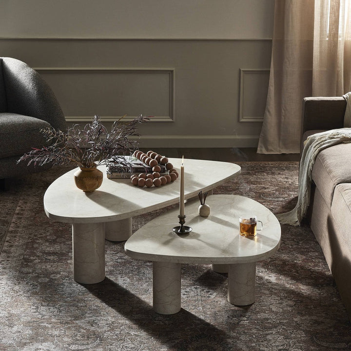 Noah Coffee Table Set - Cream Marble