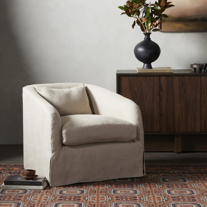 Malibu Slipcover Swivel Chair - Flanders Flax