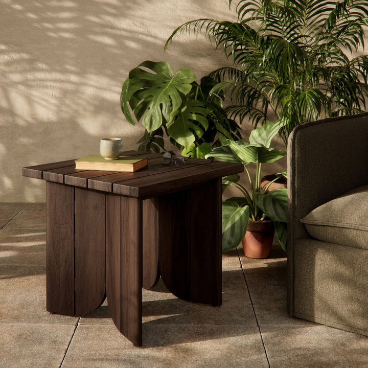 Odette Outdoor End Table - Stained Saddle Brown