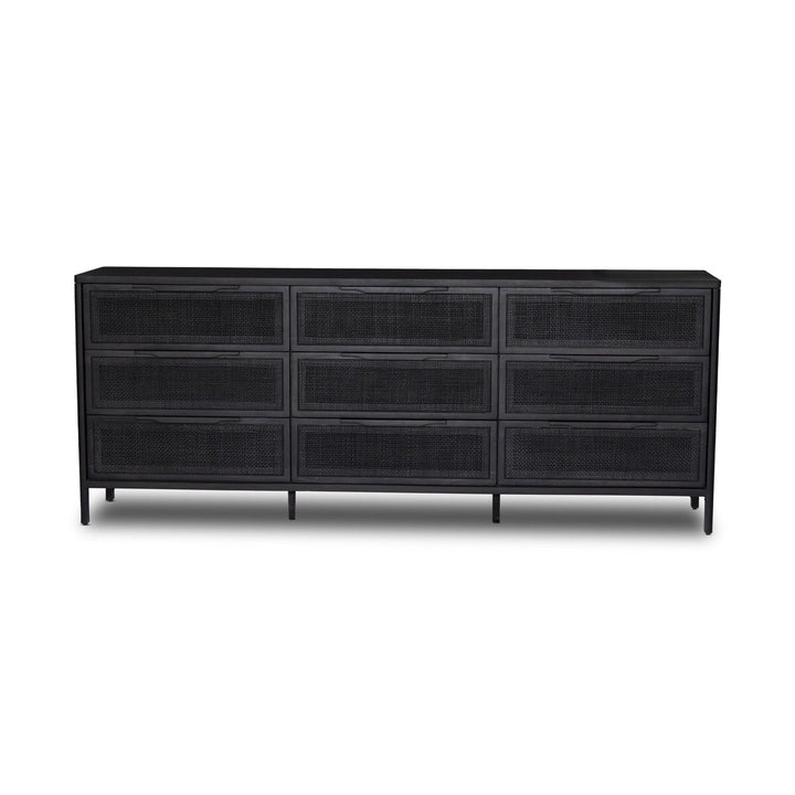 Adelaide 9 Drawer Dresser - Black Wash W/ Black Cane