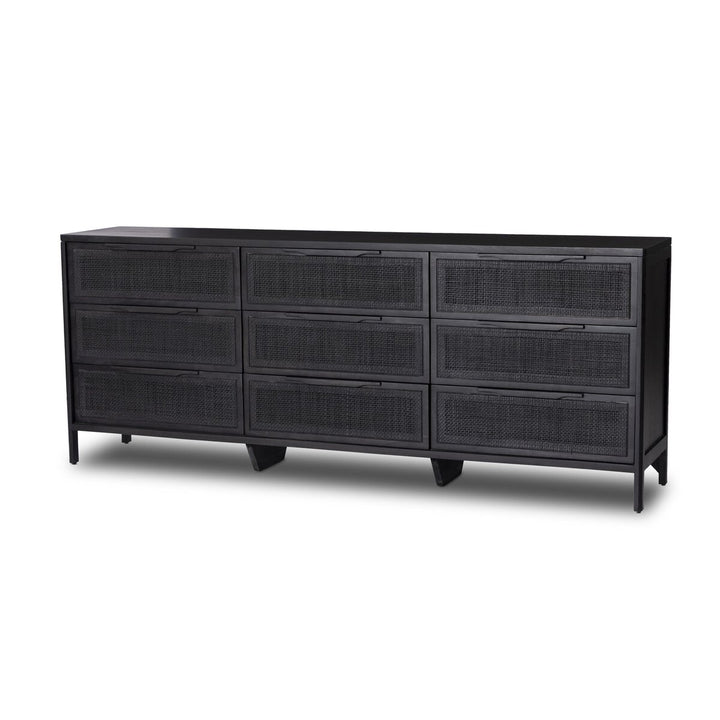 Adelaide 9 Drawer Dresser - Black Wash W/ Black Cane