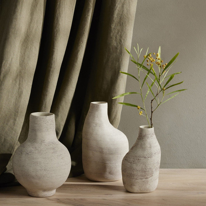 Solstice Vases, Set Of 3 - Distressed Cream