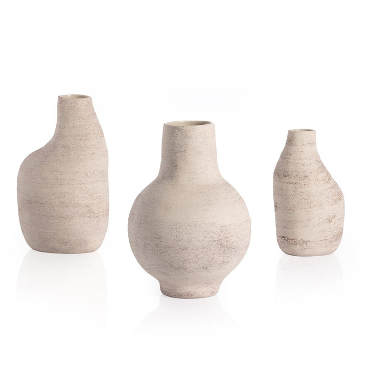 Solstice Vases, Set Of 3 - Distressed Cream