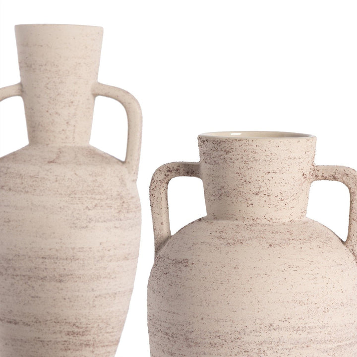 Soleil Vases, Set Of 2 - Distressed Cream