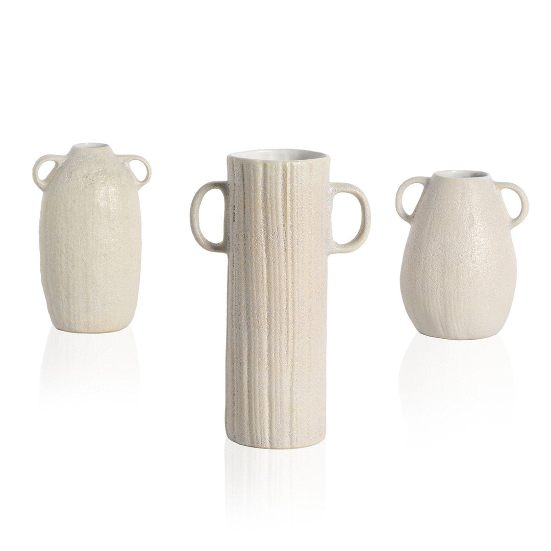 Solana Vases, Set Of 3 - Eggshell White Ceramic