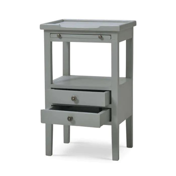 Eton 2 Drawer Side Table w/ Pull Out Shelf-Bramble-BRAM-23873STW-Side TablesStraw Wash-14-France and Son