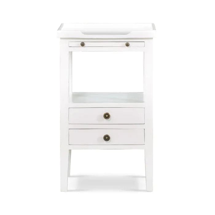 Eton 2 Drawer Side Table w/ Pull Out Shelf-Bramble-BRAM-23873HRW-LDT-Side TablesArchitectural White-9-France and Son