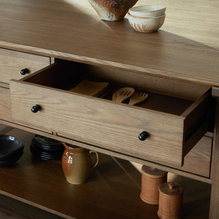 Greendale Kitchen Island - 118" - Tan Oak