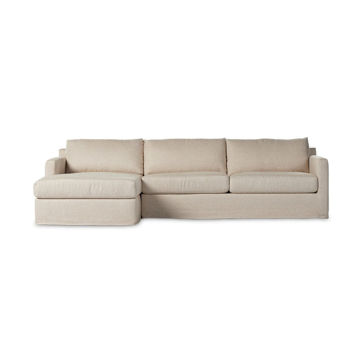 Kingston 2-Piece Slipcover Sectional - Evere Creme - Left Chaise