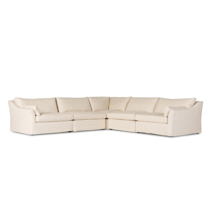 Wesley 5Pc Slipcover Sectional - Evere Creme