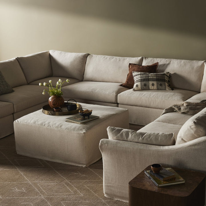 Fairview 8-Piece Slipcover Sofa Sectional - W/ Ottoman