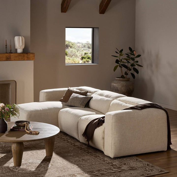 Fauna Power Recliner 3-Piece Sectional W/ Chaise - Antigo Natural - Left Chaise