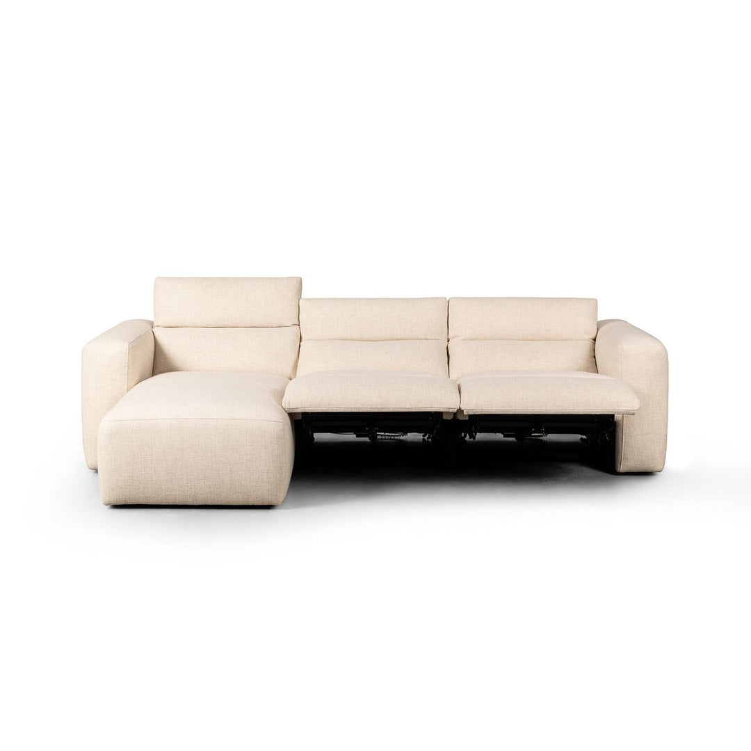 Bradley Power Recliner 3-Piece Sectional W/ Chaise - Antigo Natural - Left Chaise