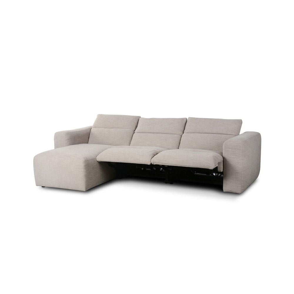 Sectionals: Recliners Fauna Power Recliner 3-Piece Sectional W/ Chaise - Laken Stone - Left Chaise