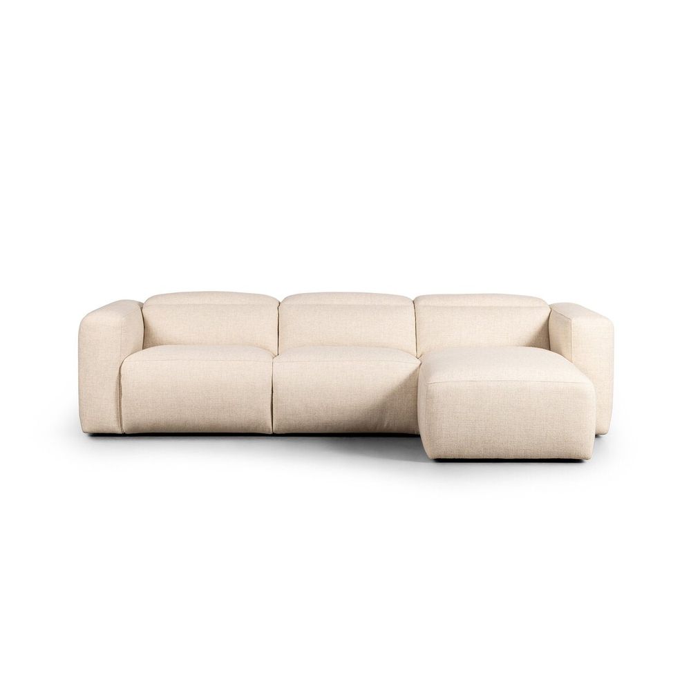 Sectionals: Recliners Fauna Power Recliner 3-Piece Sectional W/ Chaise - Antigo Natural - Right Chaise