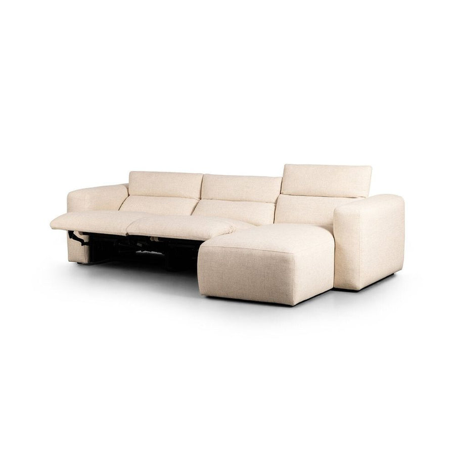 Sectionals: Recliners Fauna Power Recliner 3-Piece Sectional W/ Chaise - Antigo Natural - Right Chaise