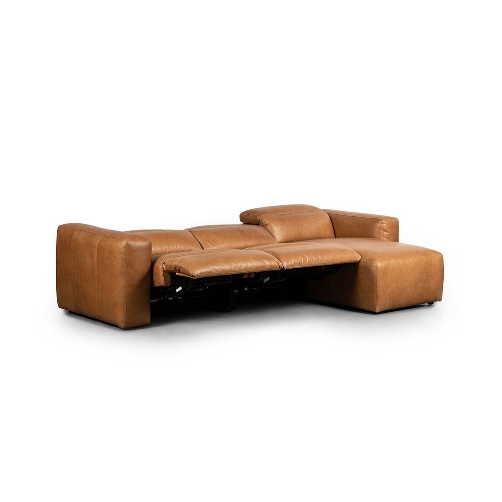 Sectionals: Recliners Fauna Power Recliner 3-Piece Sectional W/ Chaise - Sonoma Butterscotch - Right Chaise