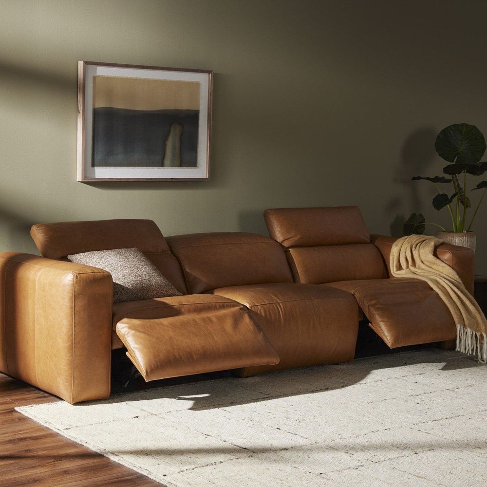 Sectionals: Recliners Fauna Power Recliner 3-Piece Sectional - Sonoma Butterscotch