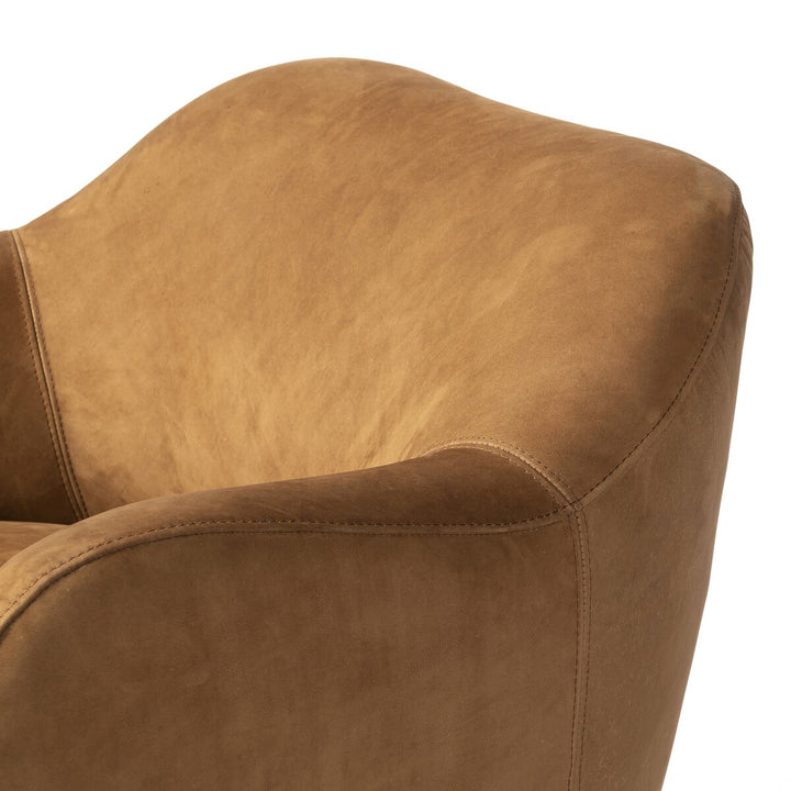 Augustus Swivel Chair - Nubuck Cognac