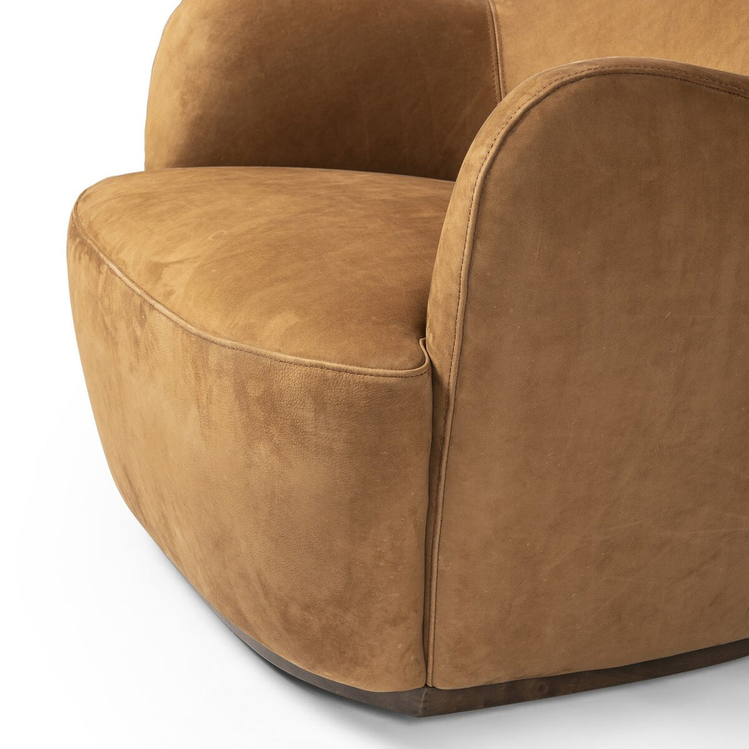 Augustus Swivel Chair - Nubuck Cognac