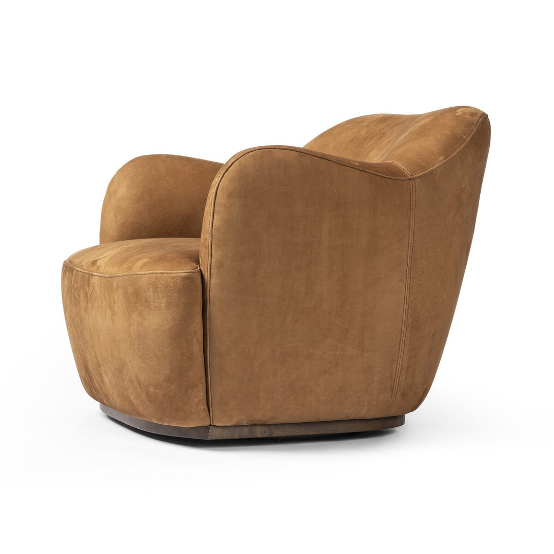 Augustus Swivel Chair - Nubuck Cognac