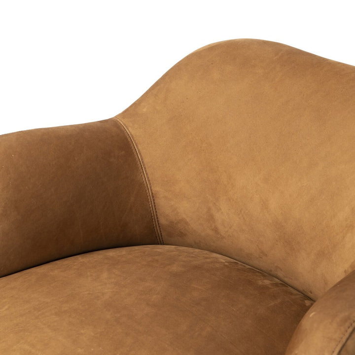 Augustus Swivel Chair - Nubuck Cognac