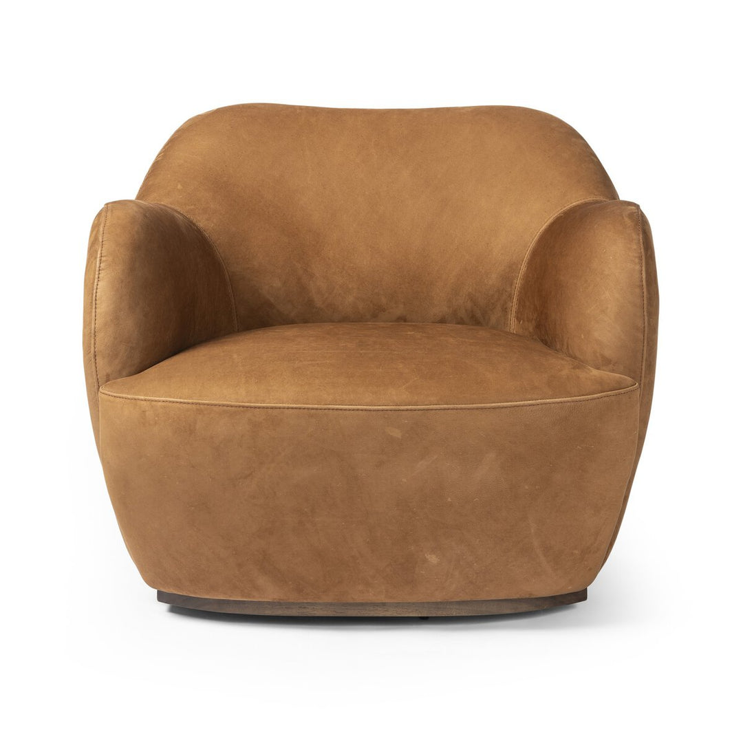 Augustus Swivel Chair - Nubuck Cognac