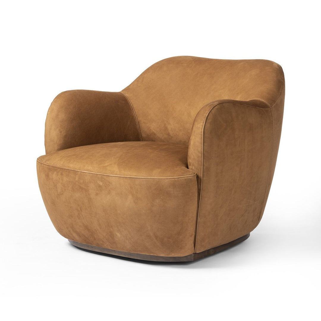 Augustus Swivel Chair - Nubuck Cognac