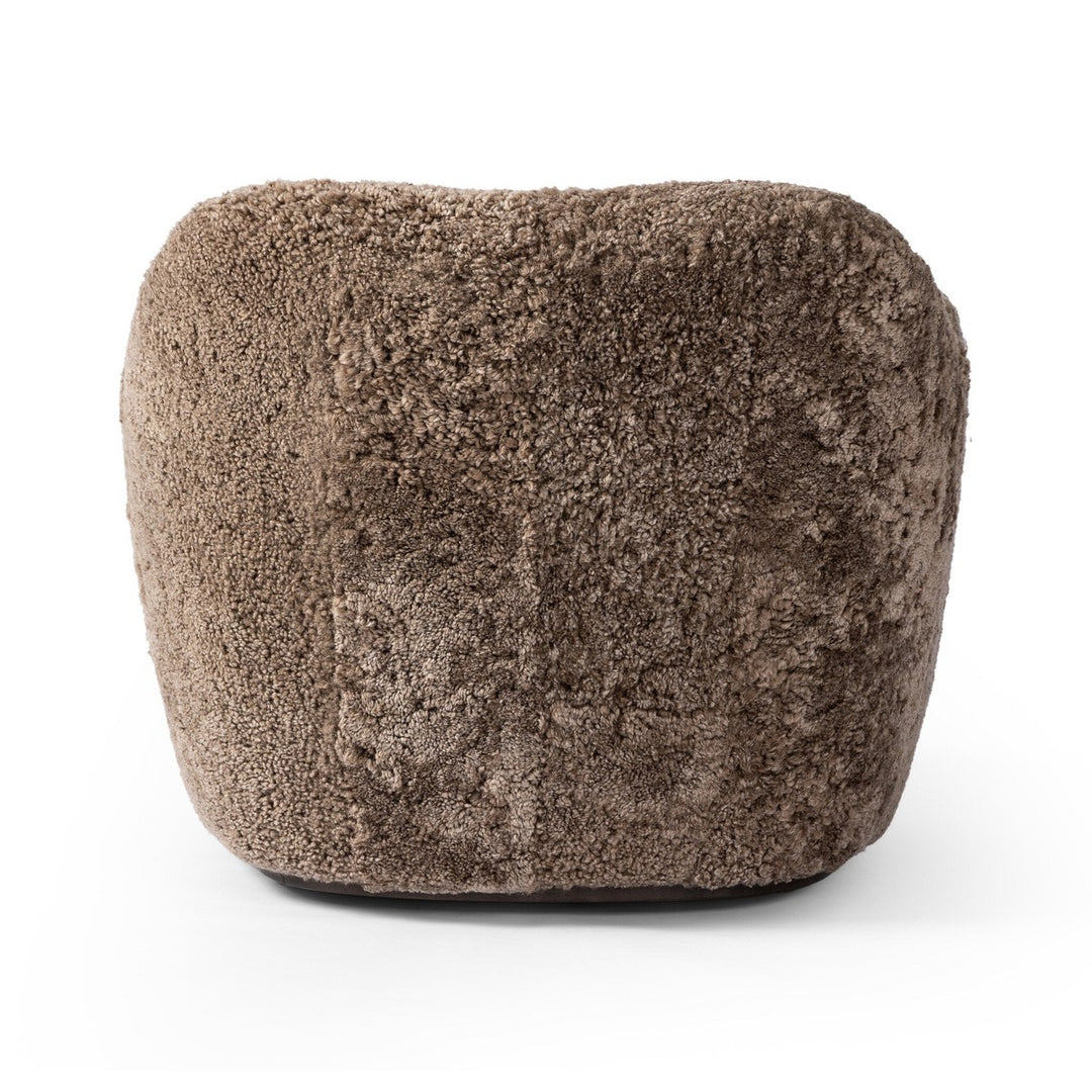 Jaxon Swivel Chair - Taupe Shearling - Taupe, Brown