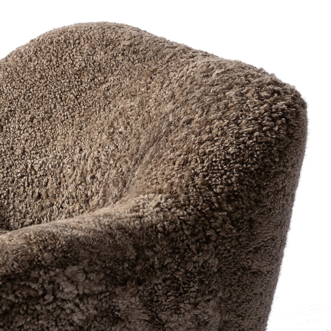 Jaxon Swivel Chair - Taupe Shearling - Taupe, Brown