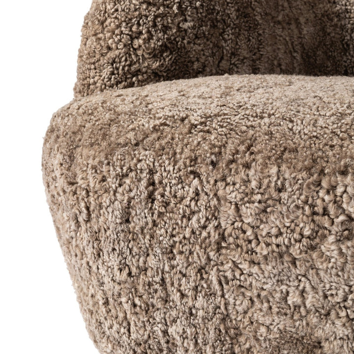 Jaxon Swivel Chair - Taupe Shearling - Taupe, Brown