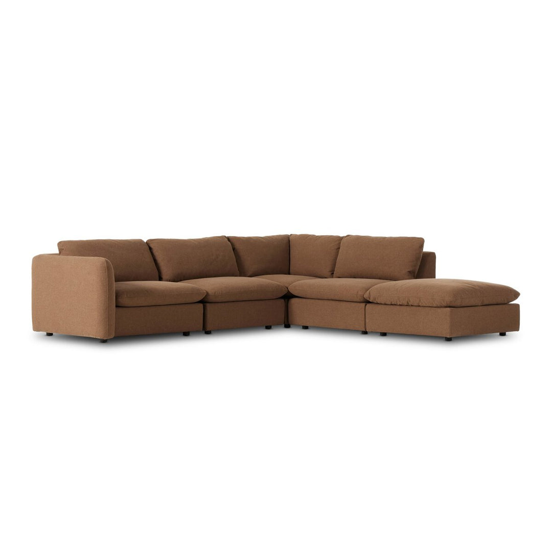 Ingrid 4-Piece Sectional W/ Ottoman - Left Arm Facing - Antwerp Cafe