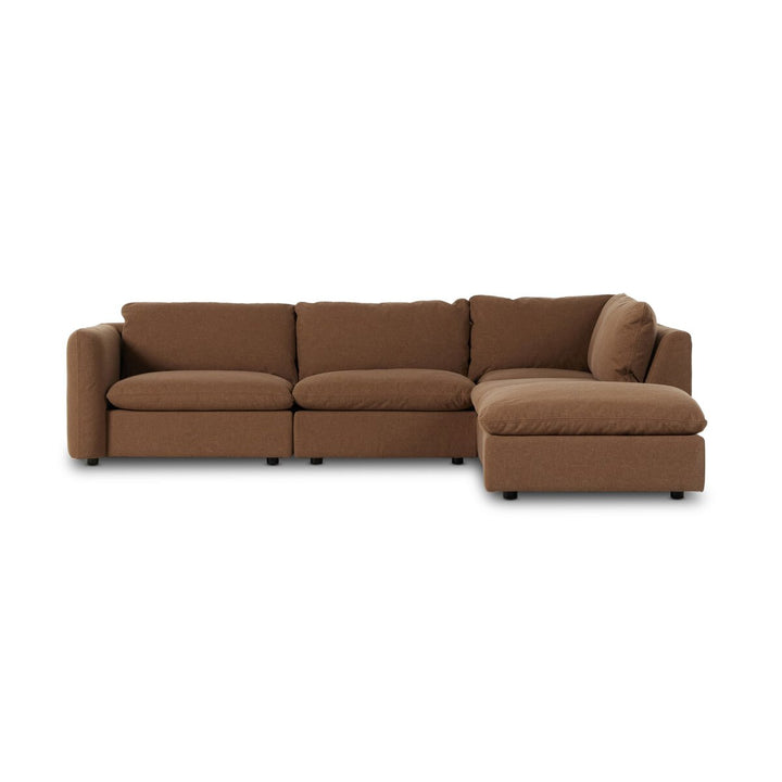 Ingrid 4-Piece Sectional W/ Ottoman - Left Arm Facing - Antwerp Cafe