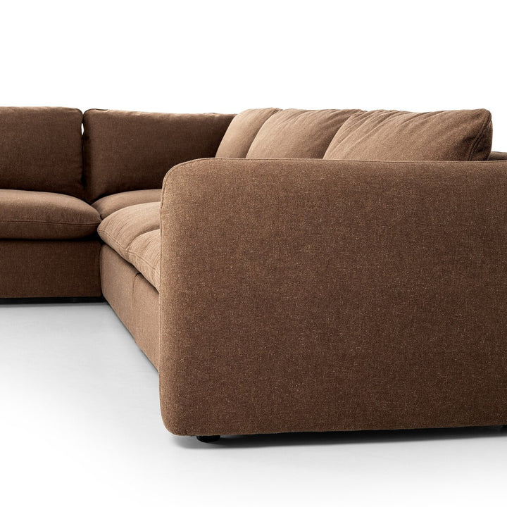 Ingrid 4-Piece Sectional W/ Ottoman - Right Arm Facing - Antwerp Cafe