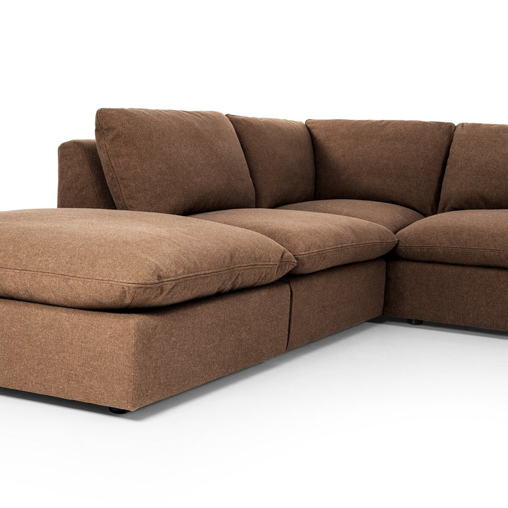 Ingrid 4-Piece Sectional W/ Ottoman - Right Arm Facing - Antwerp Cafe