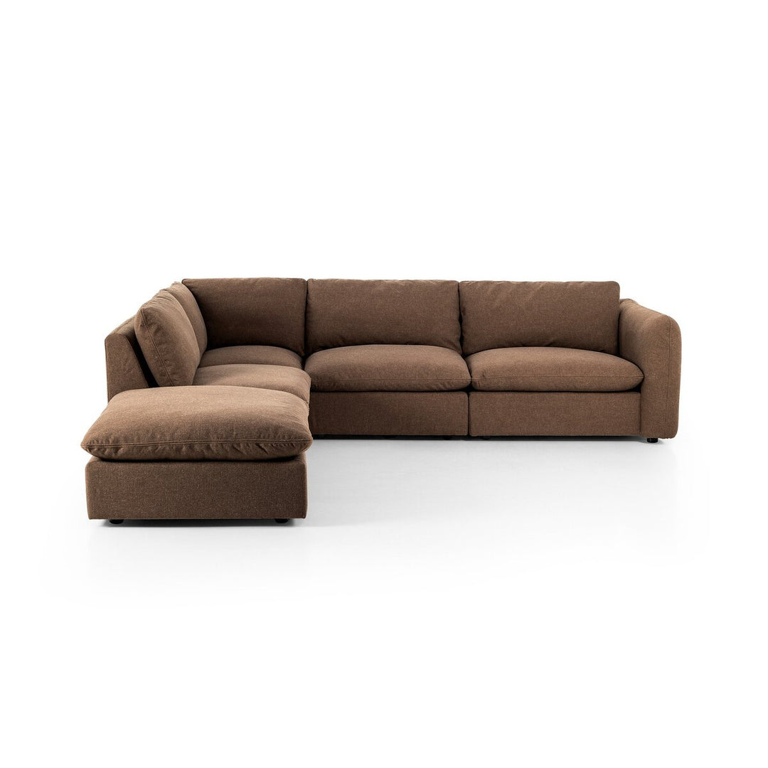 Ingrid 4-Piece Sectional W/ Ottoman - Right Arm Facing - Antwerp Cafe