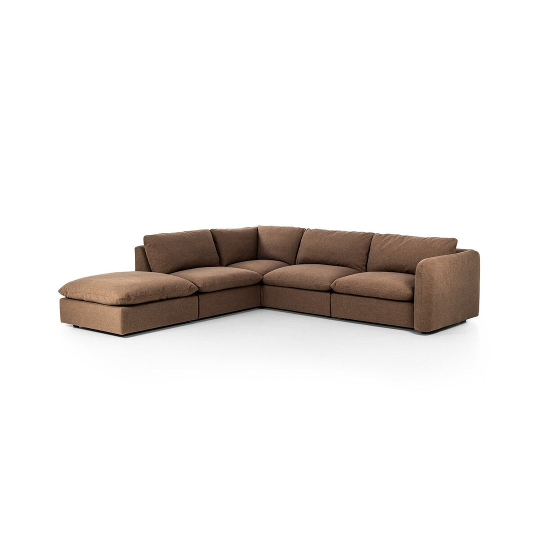 Ingrid 4-Piece Sectional W/ Ottoman - Right Arm Facing - Antwerp Cafe