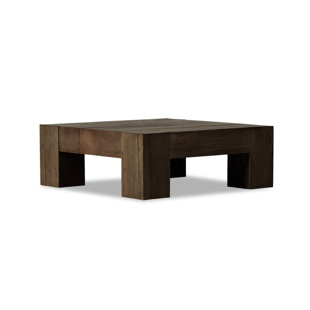 Abaso Small Square Coffee Table - Rustic Ebony Wormwood Oak