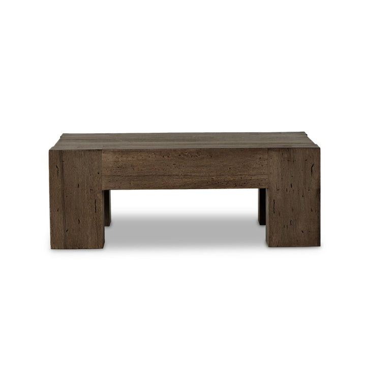 Abaso Small Square Coffee Table - Rustic Ebony Wormwood Oak