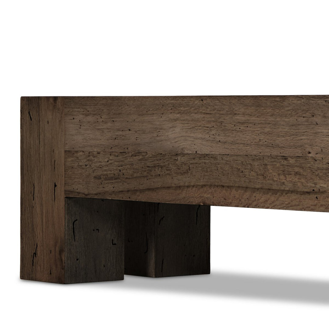 Langley Large Accent Bench - Ebony Rustic Wormwood Oak