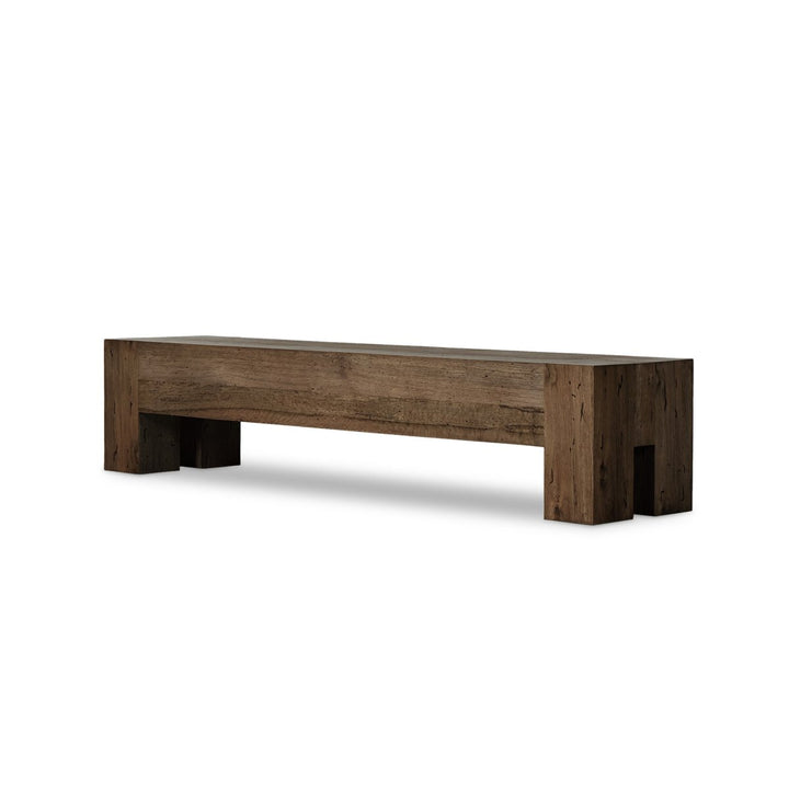 Langley Large Accent Bench - Ebony Rustic Wormwood Oak