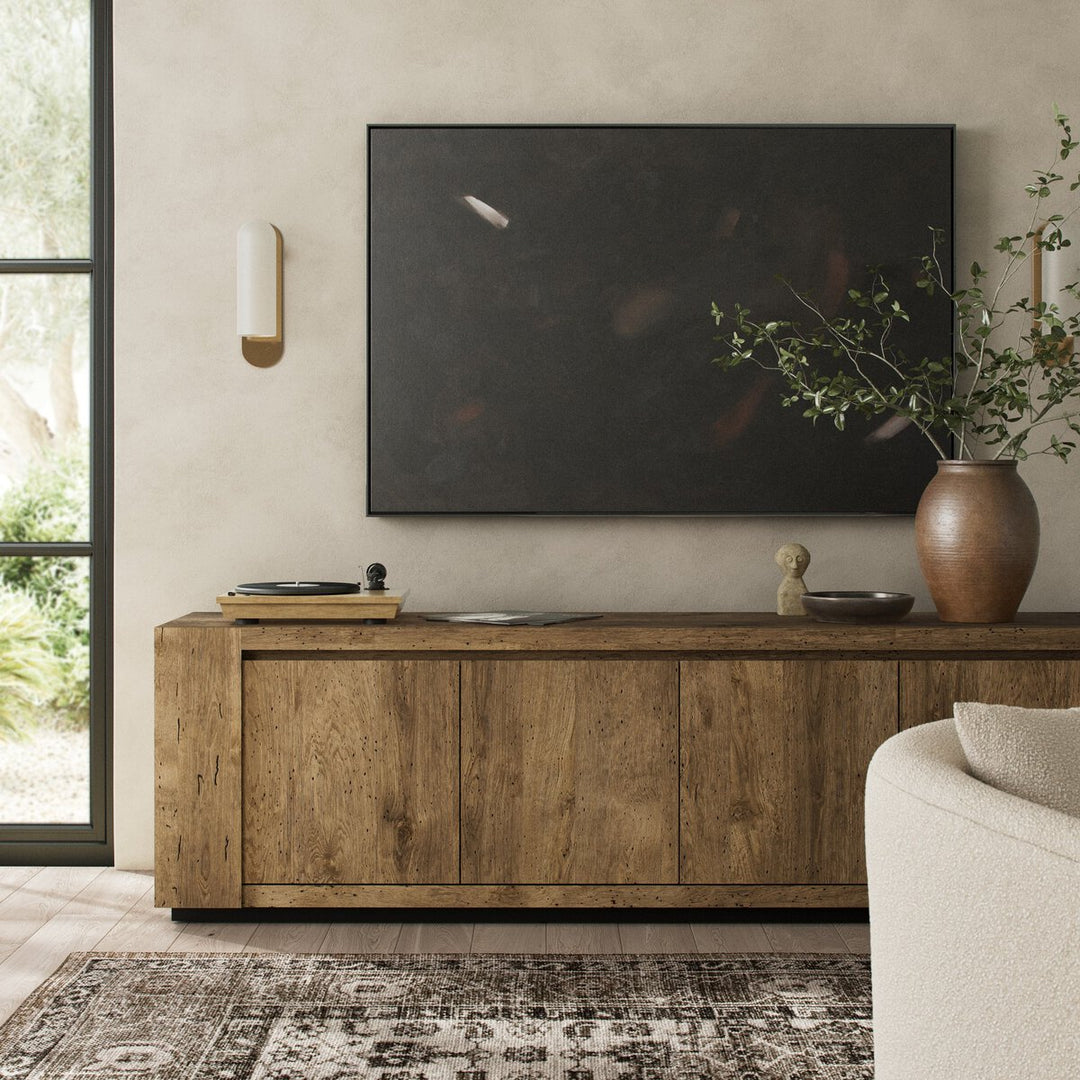 Langley Media Console - Rustic Wormwood Oak